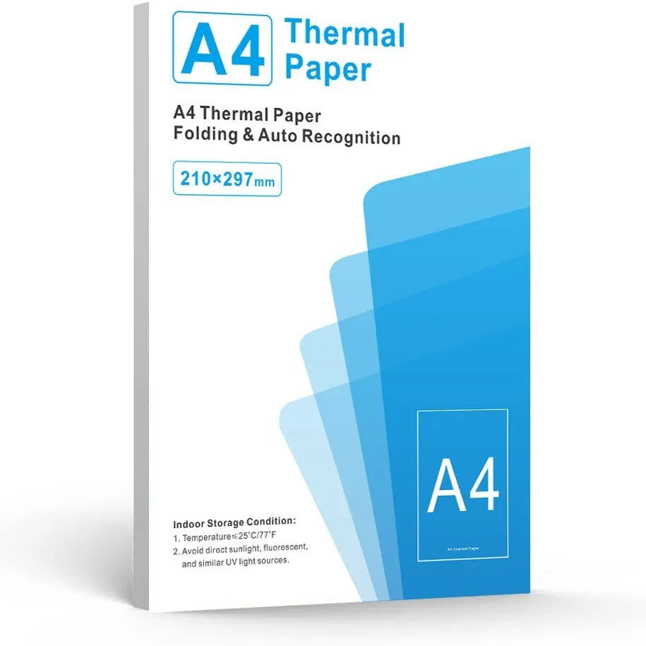 White A4 thermal printer paper sheets in packaging for enterprise use.