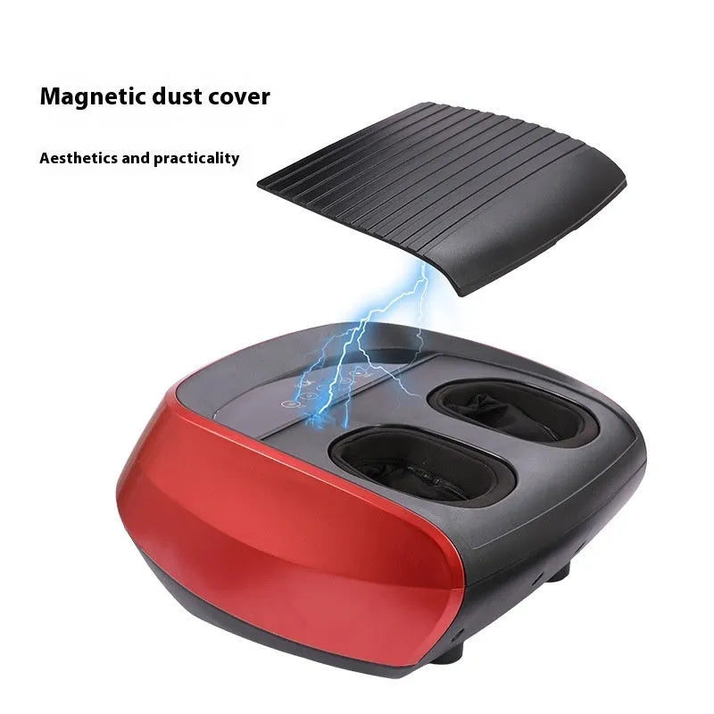 Flip automatic foot massager in black colour on a wooden floor.