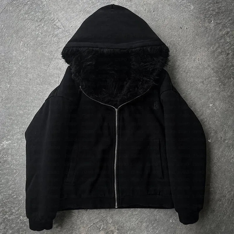 Casual loose-fitting cardigan-style coat in solid black or white colour with long sleeves