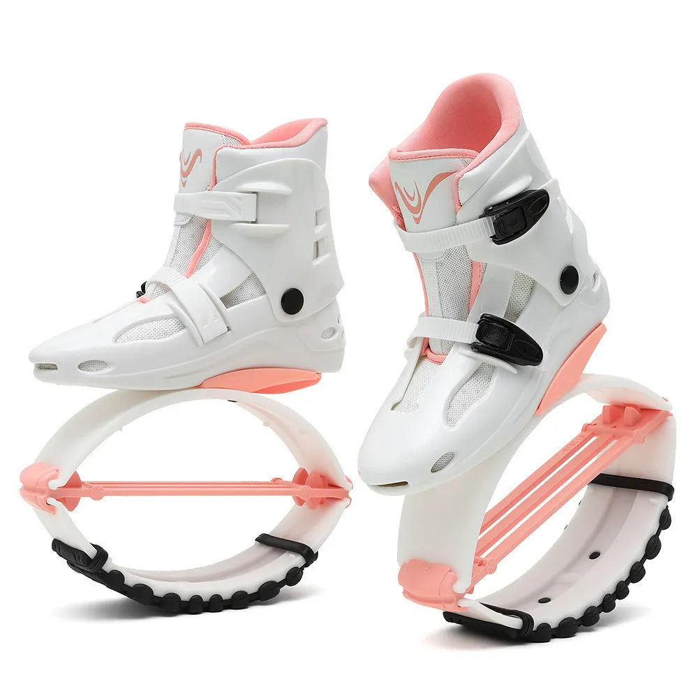 TPU bouncing shoes for sports in multiple colour combinations including pink silver, green silver, and black options