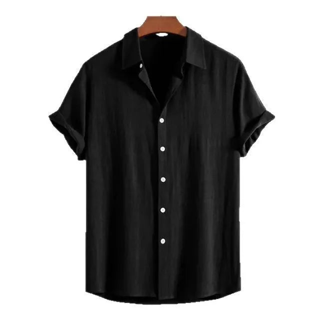 Men's loose fit casual cardigan in polyester with short sleeves available in black, green and white colours