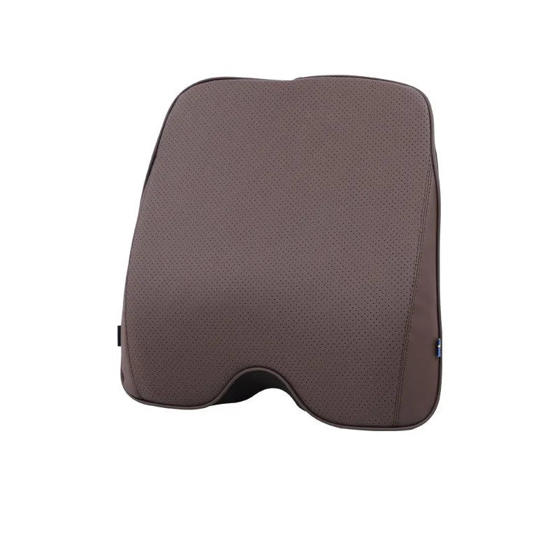 Minimalist style car headrest neck pillow and lumbar support cushion set in brown colour option.