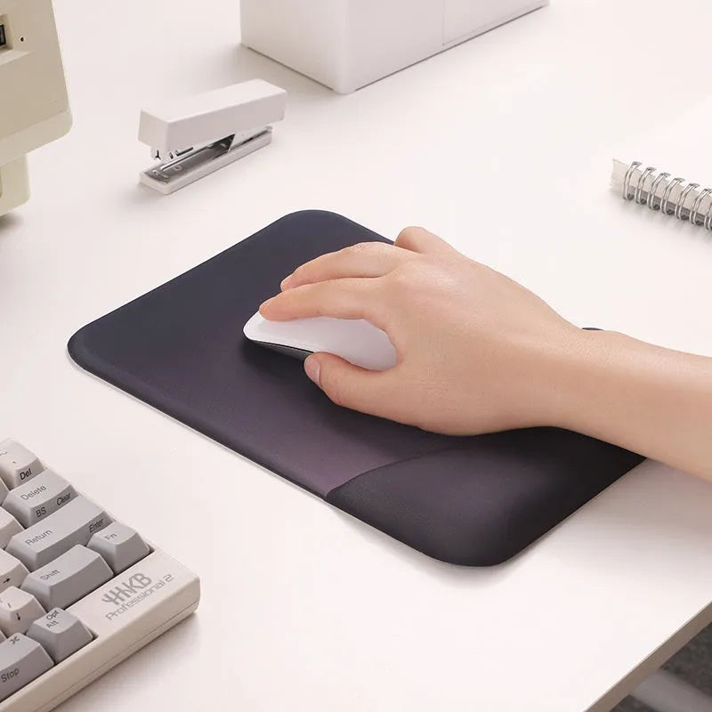 Square silica gel wrist support mouse pad with cloth surface measuring 250mm by 180mm