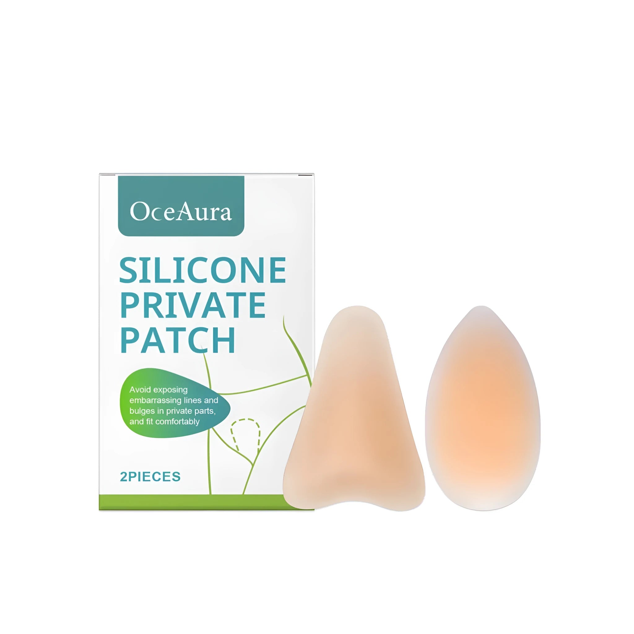Two transparent silicone stickers, one droplet-shaped and one Y-shaped, for invisible piercing concealment.