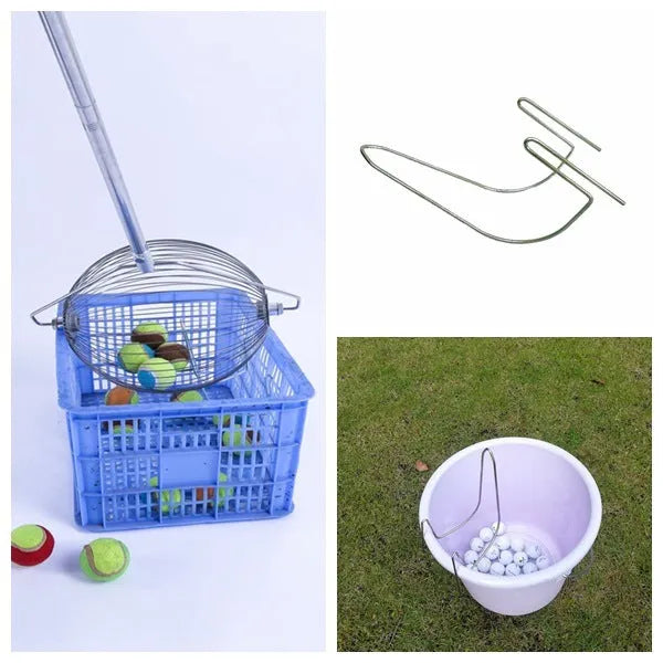 Stainless steel golf ball retriever tool with metallic finish for water hazards