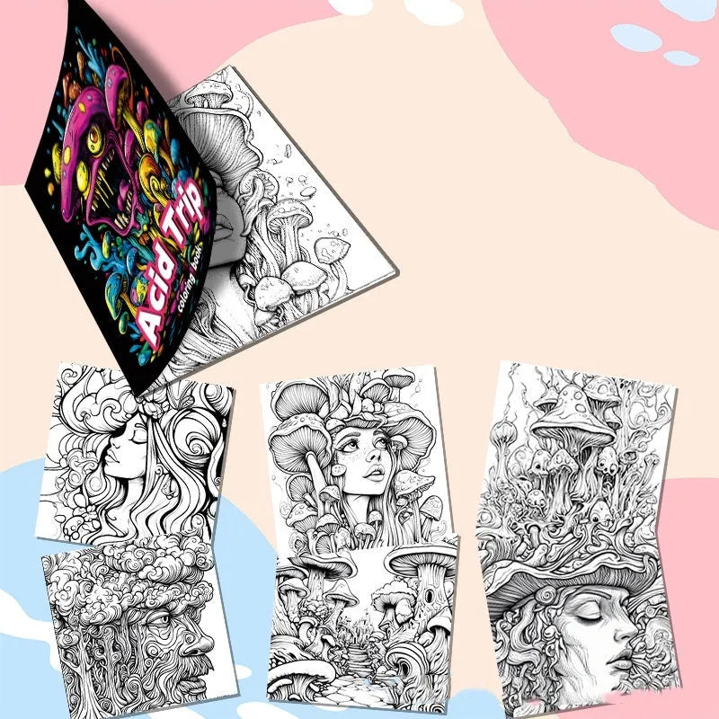 Acid tour coloured creative painting book measuring 200mm in length