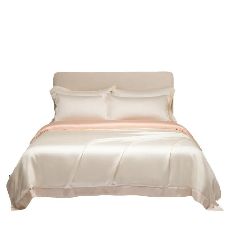 Lenzing Tencel quilt cover and sheet set in a modern colour like Aurora Blue, showing satin weave texture.