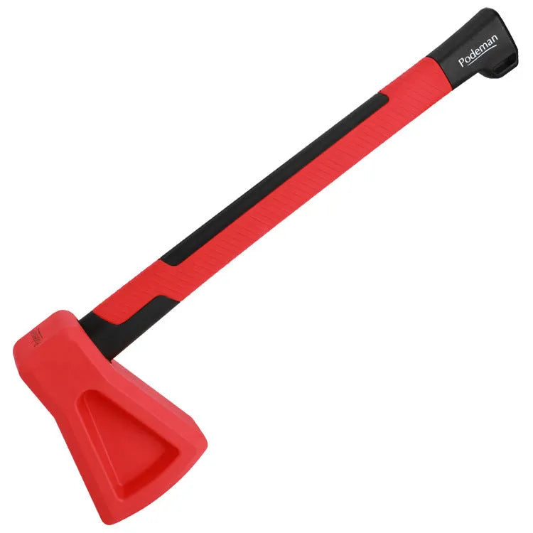 Red plastic axe muscle trainer fitness equipment for home workouts.