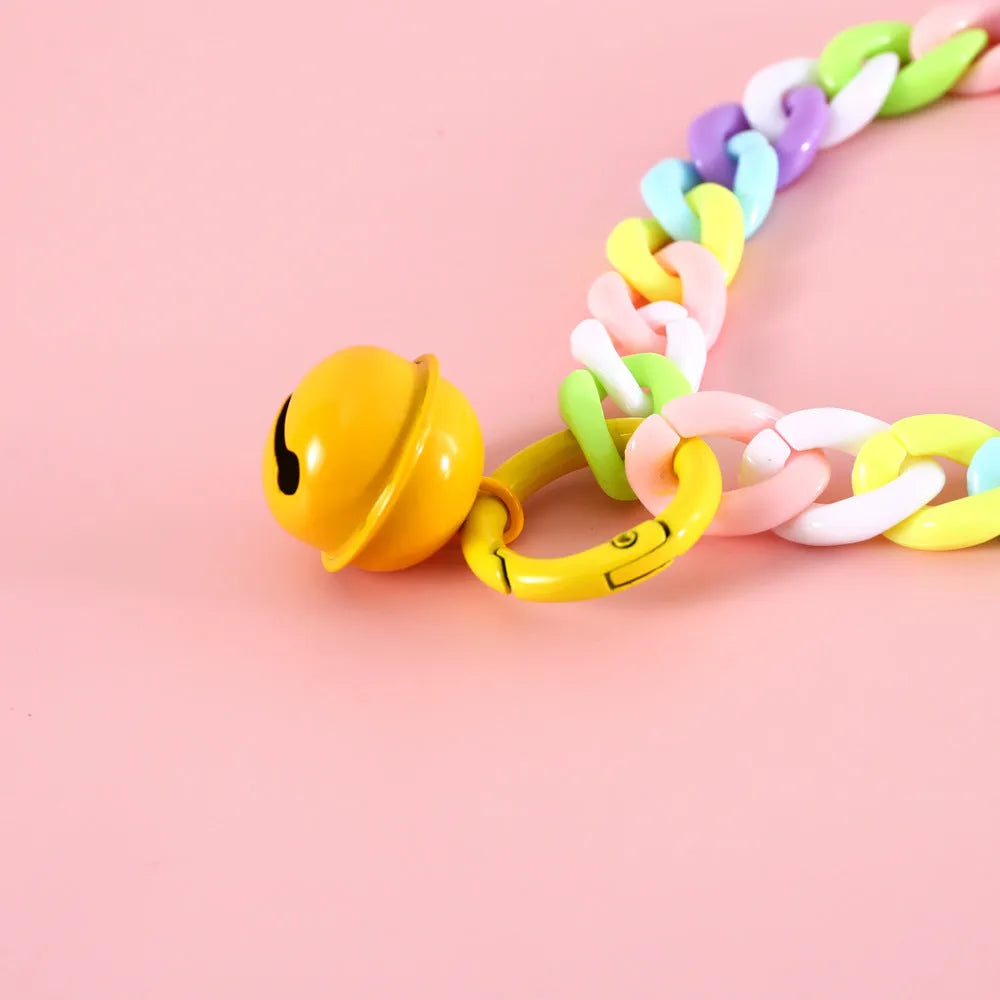 Adjustable plastic pet collar necklace in macaron candy colours with chain design