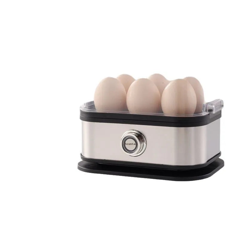 Black stainless steel portable egg boiler with carrying belt for travel