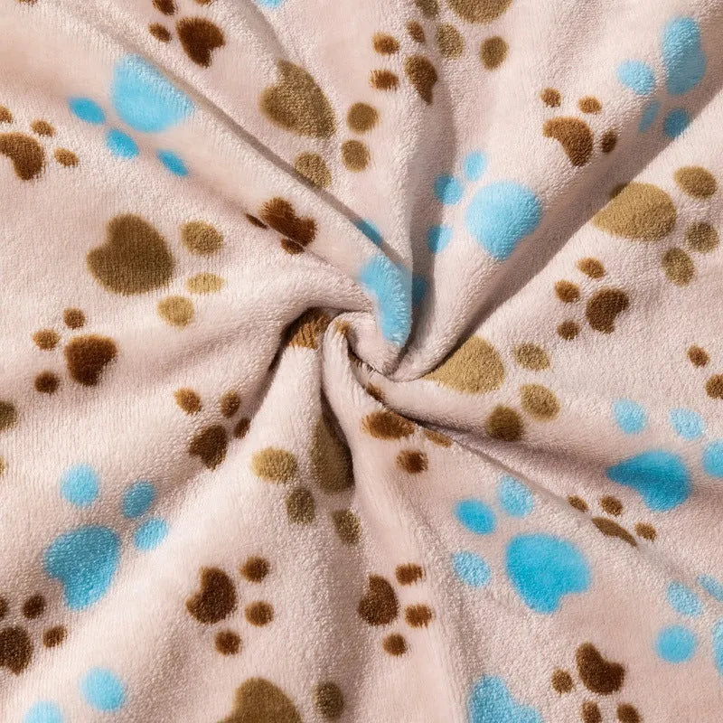 Polyester pet blanket with cartoon dog pattern in blue dog or dog's paw designs