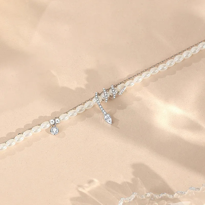 Women's 925 silver snake zodiac bracelet with geometric beads in gold or white gold colour.