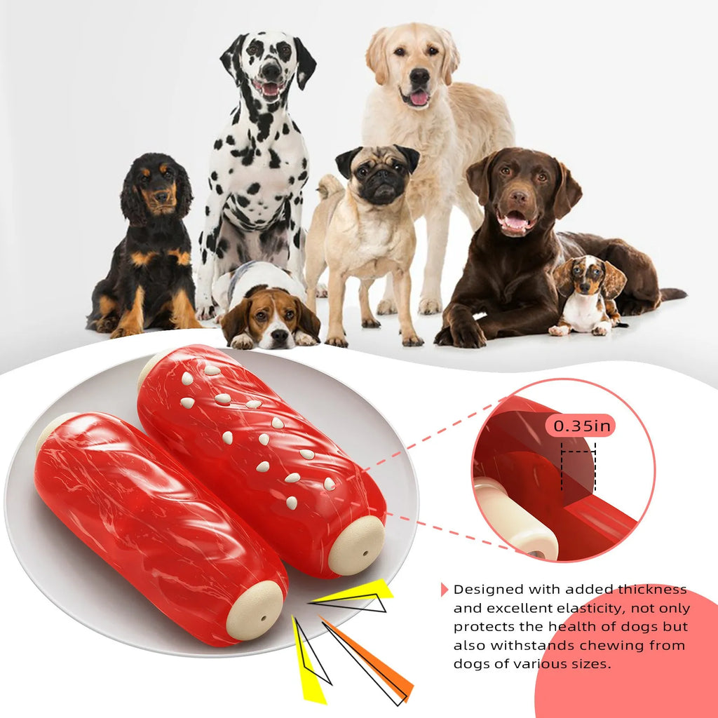 Primary colour plastic dog chew toy with molar rod snack holder and replaceable glue toothbrush attachment