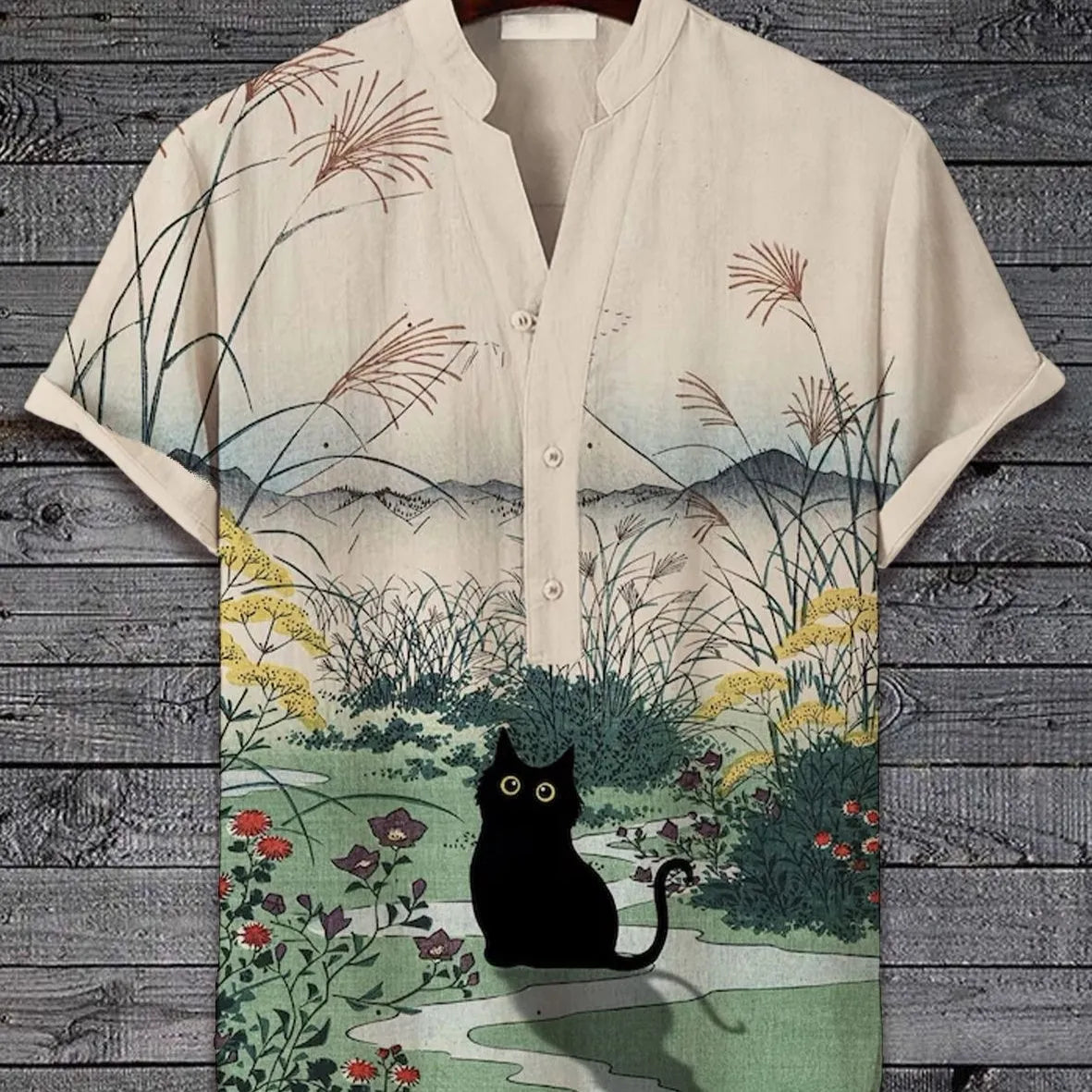3D digital animal print on a short sleeve polyester shirt, shown in one of multiple available colours.