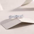 Moissanite star ring with S925 silver platinum-plated band, under 0.1 carat, size 6, showing star-cut stone in gift box