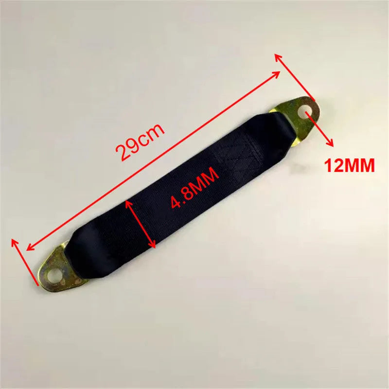 Polyester door latch and door stop belt with included screws and nuts