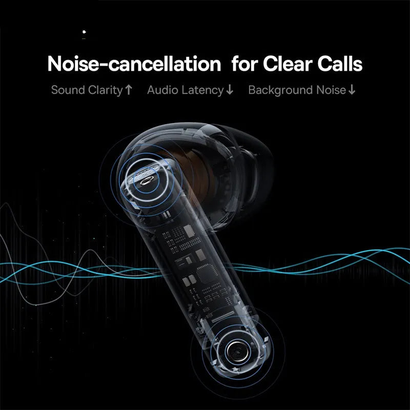 Pearl White and Obsidian Black true wireless earbuds with charging case, featuring active noise cancellation and IPX5 rating.