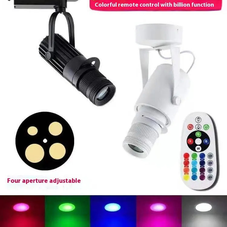 Black surface-mounted LED spotlight with aluminium shell for restaurant lighting
