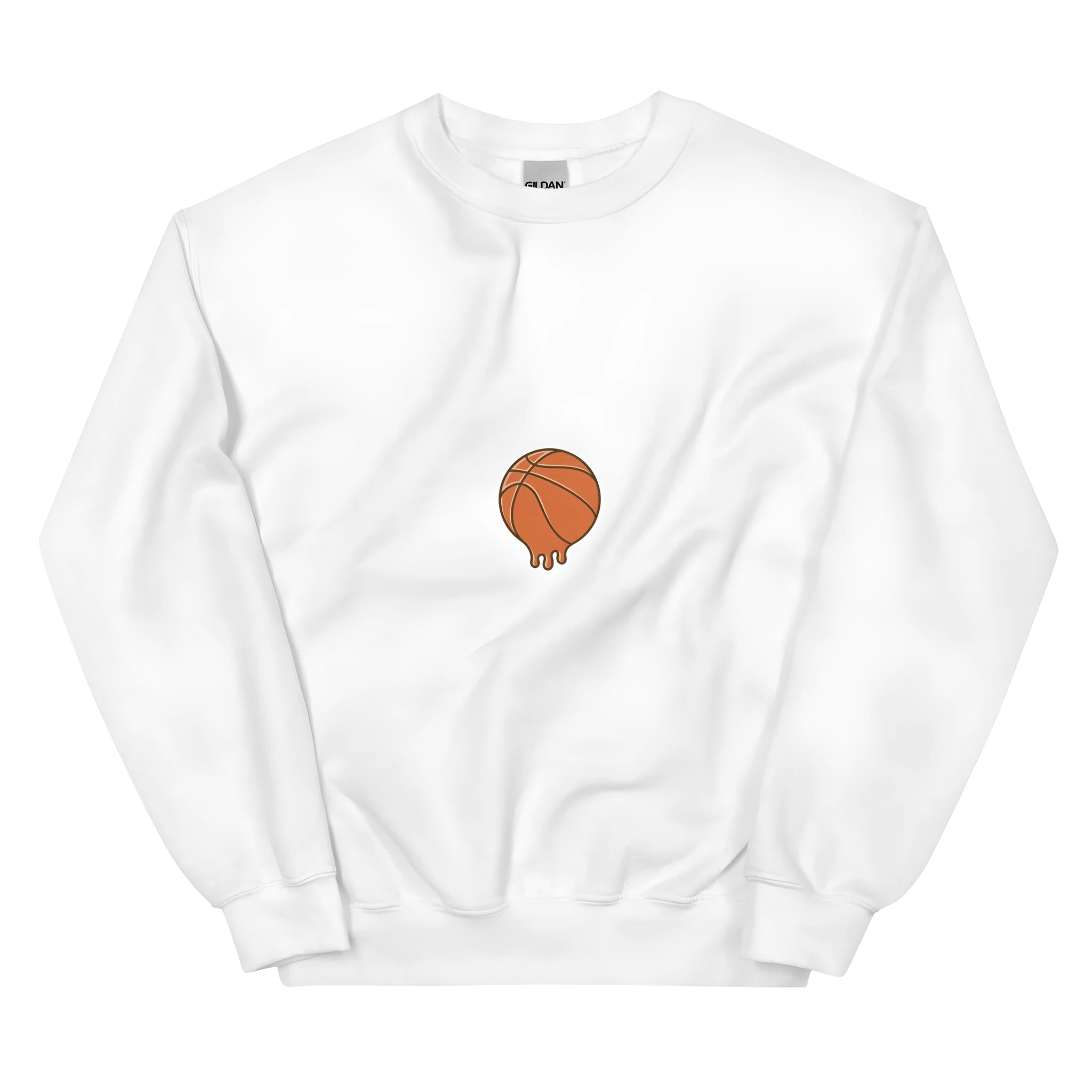 White hooded fleece sweatshirt with printed pattern and side seam pockets, loose fit casual pullover