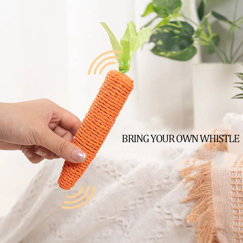 Carrot-shaped paper cat toys with ringing stones and self-grooming sticks in small and large sizes