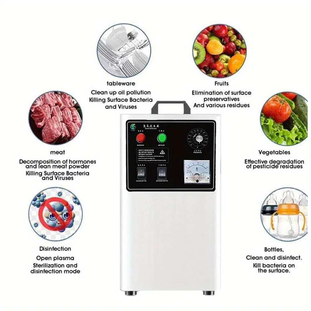 Ozone generator unit for fruit and vegetable treatment with air-cooled design