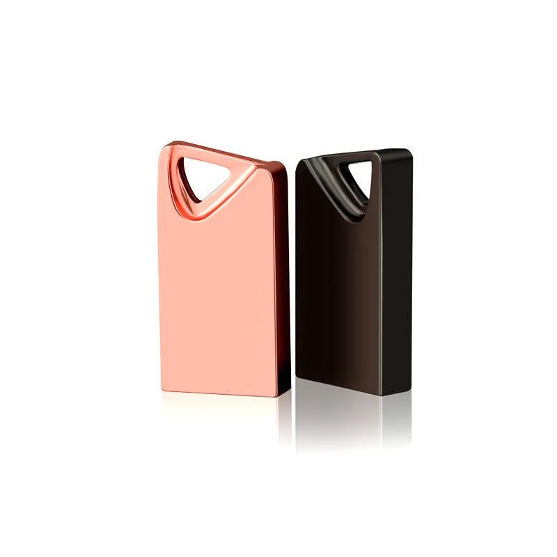 White mini metal USB flash drive with laser pen on a keyring