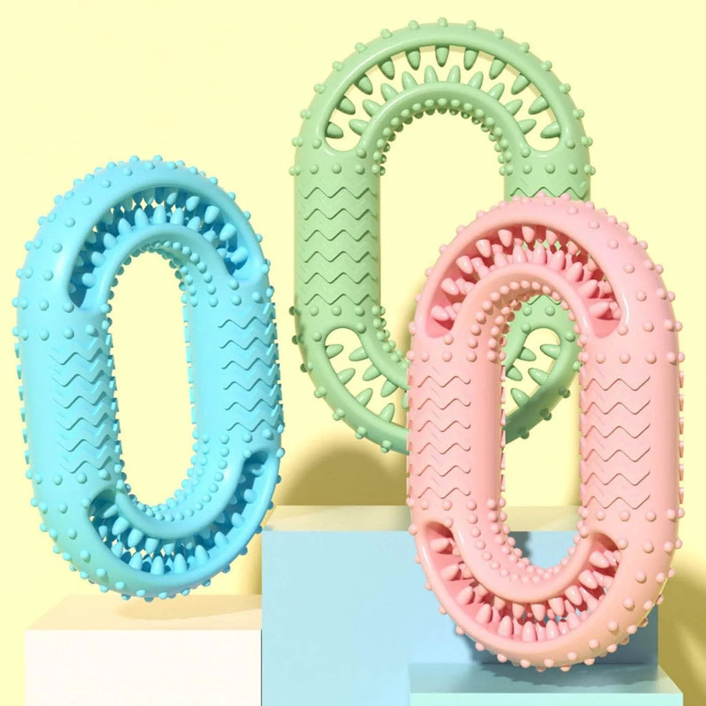 Blue O-ring dog dental chewing toy for aggressive chewers measuring 12.5 cm