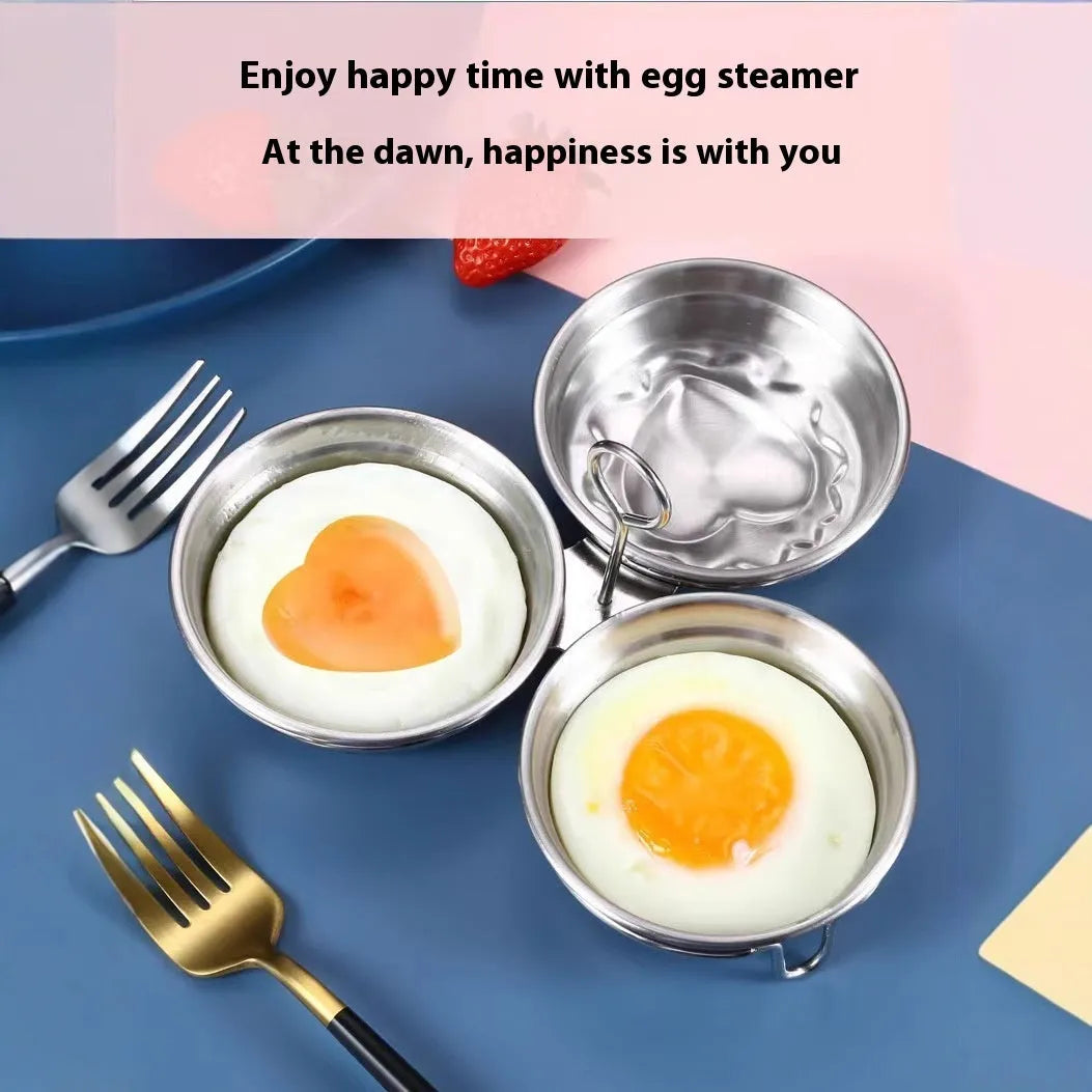 Mini stainless steel heart-shaped egg steamer for household boiled egg preparation