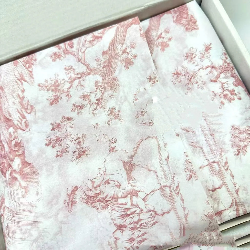 Large sheet of pink purple French Mg retro tissue paper for gift wrap and crafts.