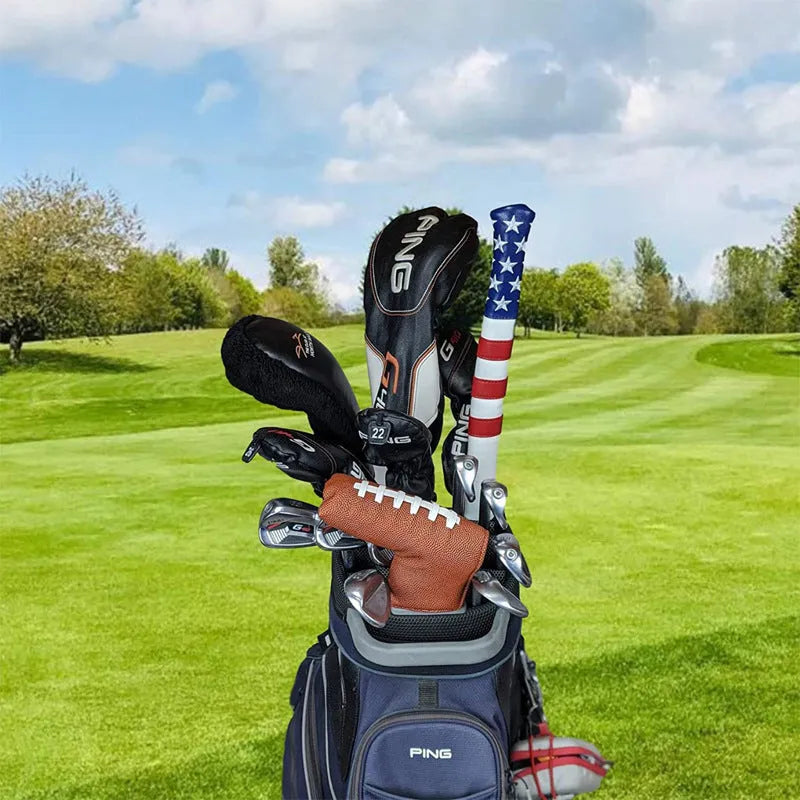 Black PU leather golf push rod sleeve for club protection