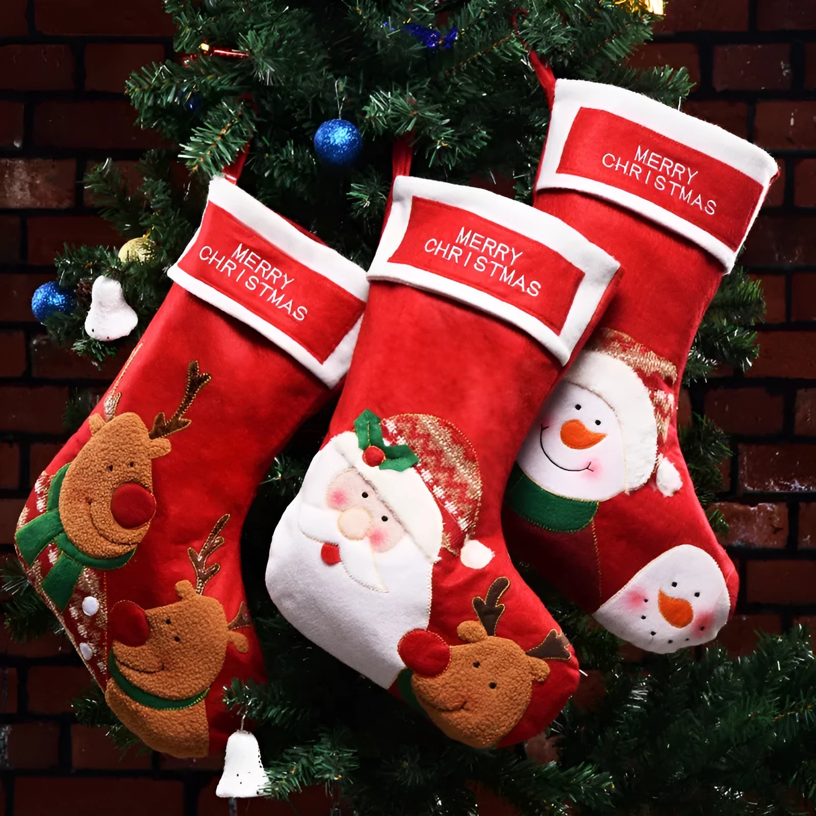 Christmas stocking with non-woven fabric in elk, elderly gentleman or snowman design with hanging pendant