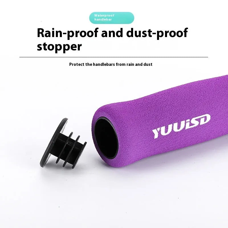 Ultra-light 41g mountain bike handlebar grips in black, purple or biange colours with lock handle covers