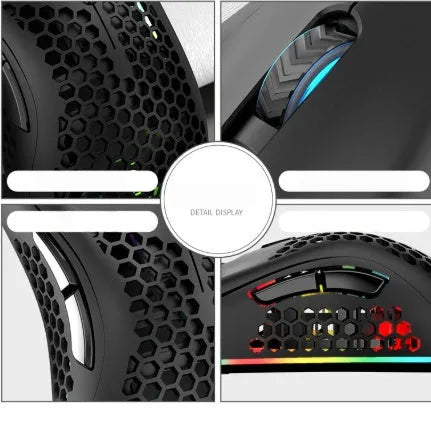 Hollow shell luminous wireless gaming mouse in cyan colour with USB receiver