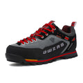 Men's hiking shoes with shock absorber sole in red and yellow, sizes 39 to 46