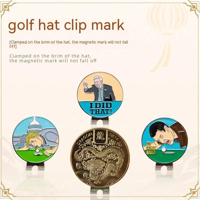 Zinc alloy golf hat clip with detailed Dragon Year metal craft pattern design