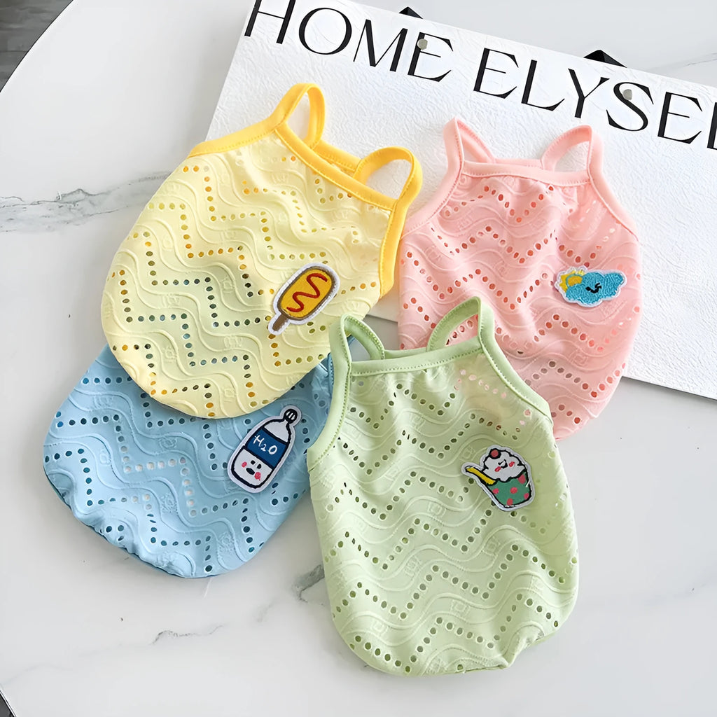 Breathable mesh dog vest with adjustable straps in blue colour