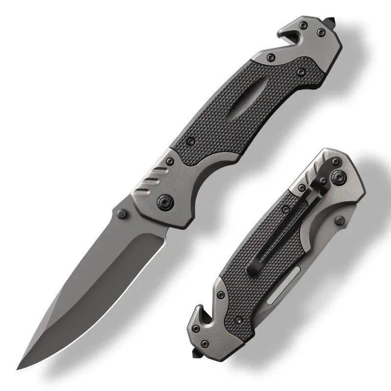 Folding knife with alloy construction showing blade and handle, available in two specification models