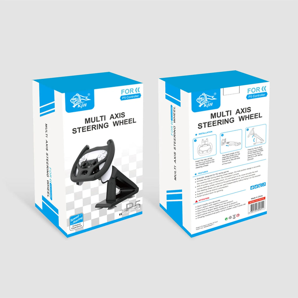 Black ABS plastic gamepad steering wheel bracket with suction cup base mounted to a table