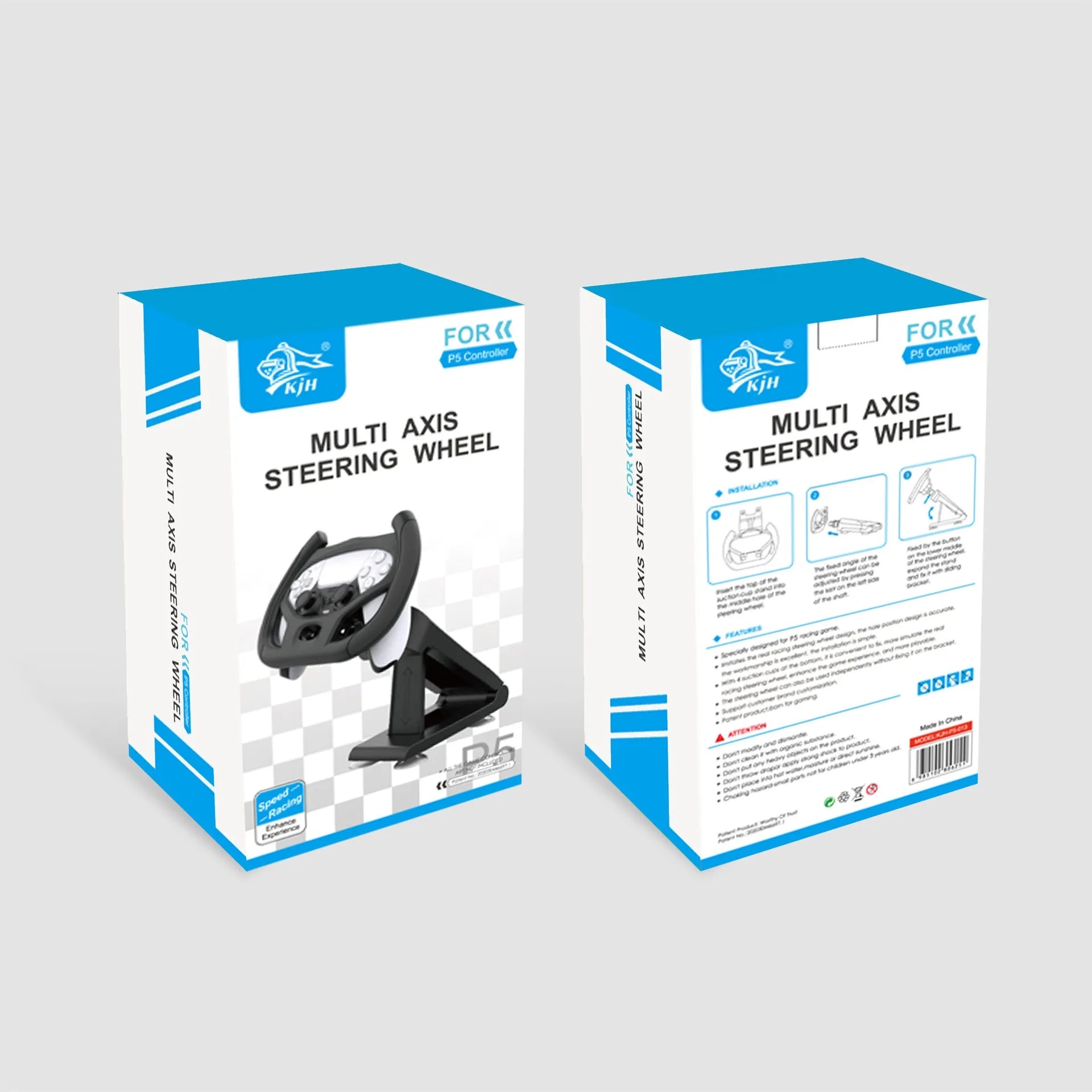 Black ABS plastic gamepad steering wheel bracket with suction cup base mounted to a table