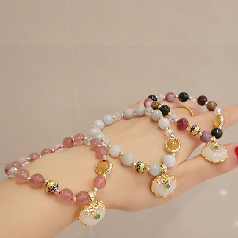 Geometric women's bracelet in genuine jade with metal ethnic decoration in grey jade colour