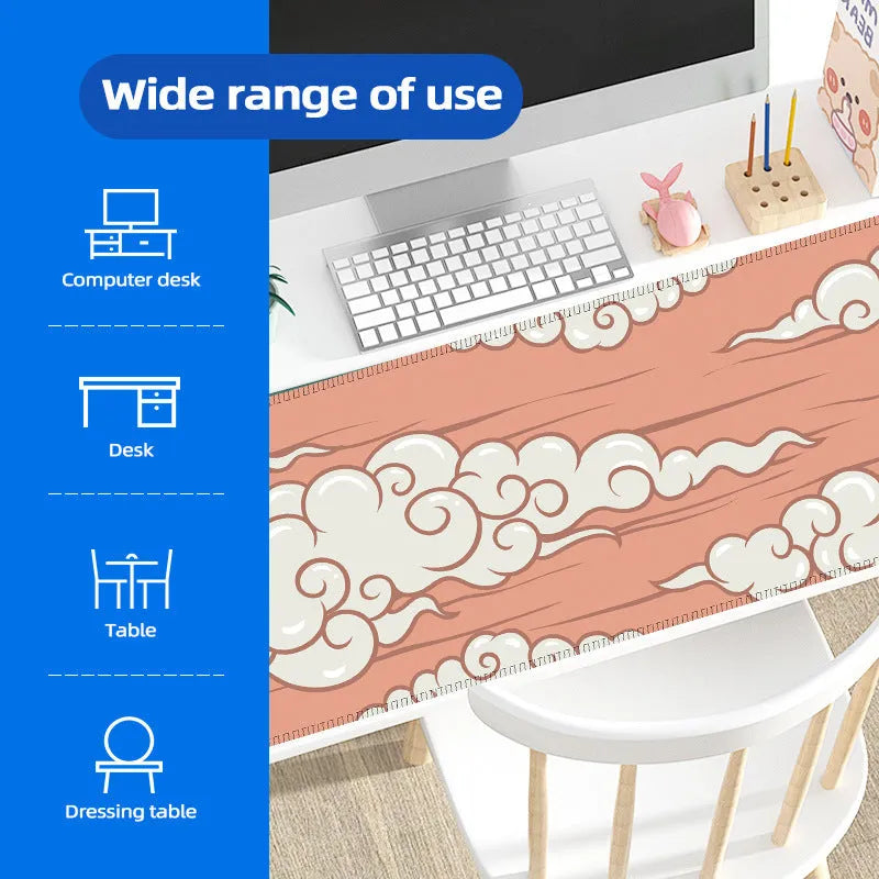 Cloud mouse pad with Japanese-style simple pattern on natural rubber non-slip base