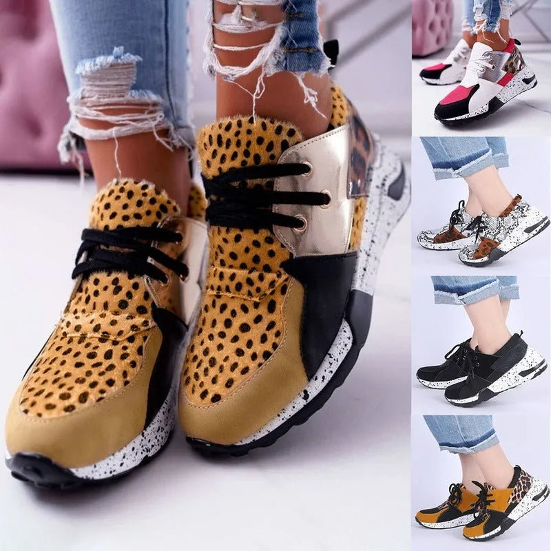 Women's casual sneakers with suede upper and wedge heel in various colour options