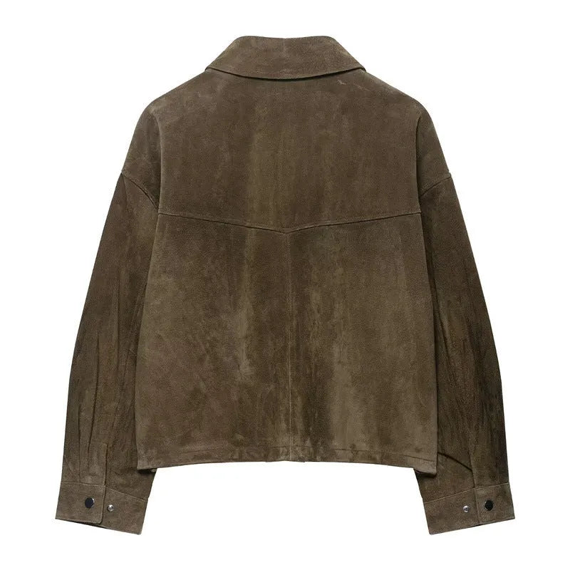 Women's PU casual jacket in regular fit, pictured colour, Japanese Korean style.