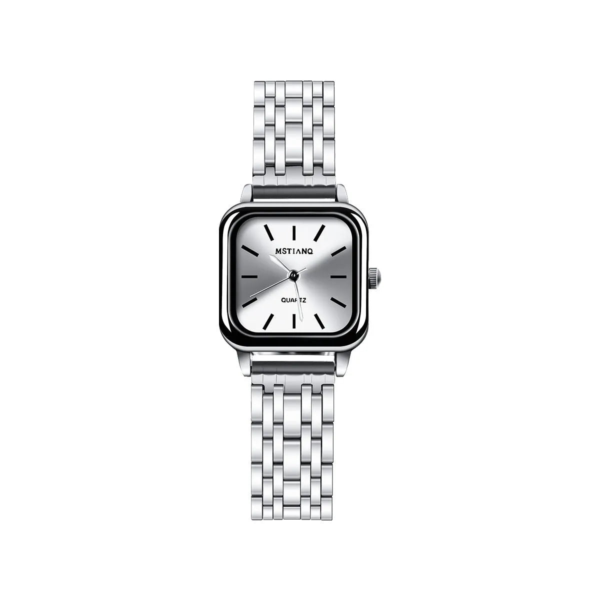 Slim retro quartz watch for women with bamboo strap in silver finish 8mm thick