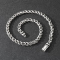Men's titanium steel keel chain necklace showing vintage design with large hemp flower elements in antique silver finish