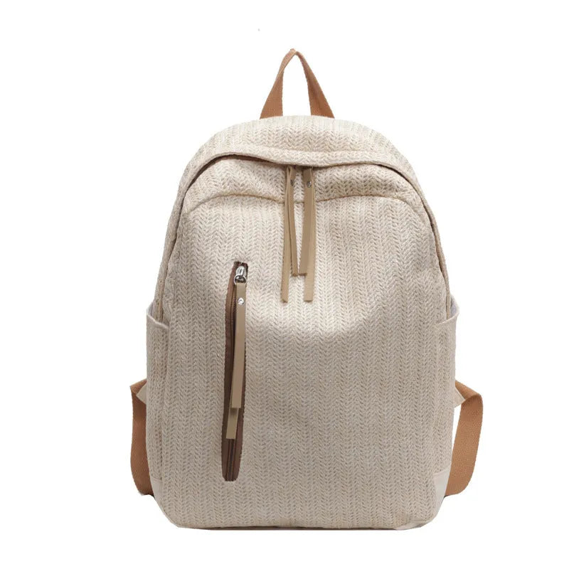 Minimalist waterproof polyester backpack for women in urban simplicity style with phone pocket