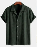Men's loose fit casual cardigan in polyester with short sleeves available in black, green and white colours