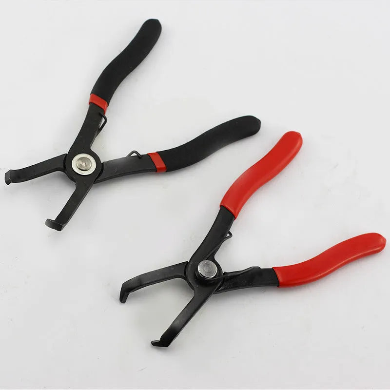 Red interior round nail removal pliers with PVC handles and adjustable jaws