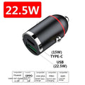 Black zinc alloy car charger with USB port measuring 38mm x 21mm x 21mm