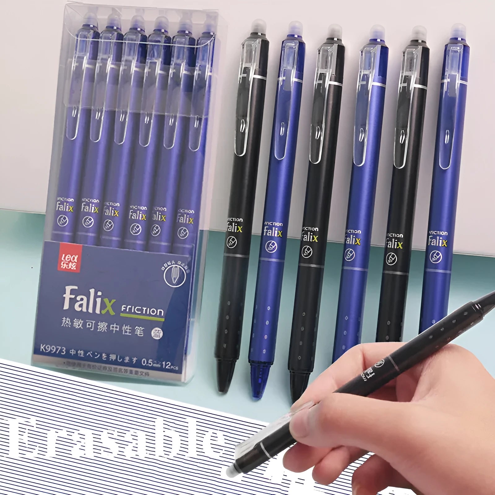 0.5mm erasable push gel pen with plastic shell and stainless steel nib